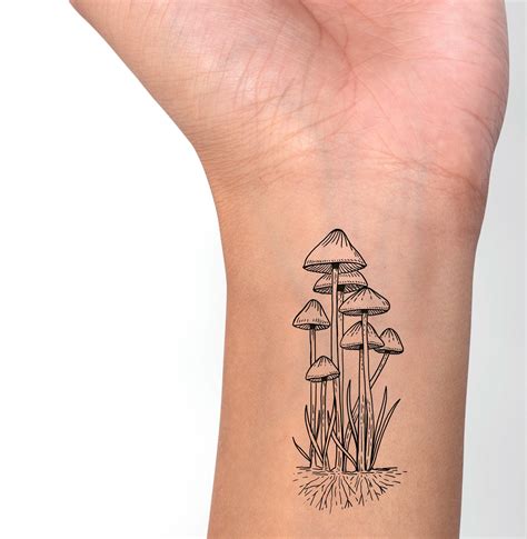 matching mushroom tattoos|minimalist mushroom tattoo.